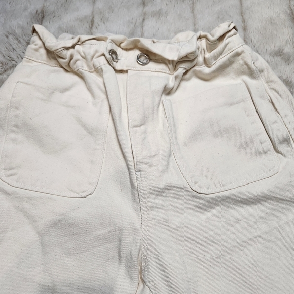 Pants High-waist 100% Cotton Cream color Y2K 90's Size 2 ZARA - Picture 9 of 16